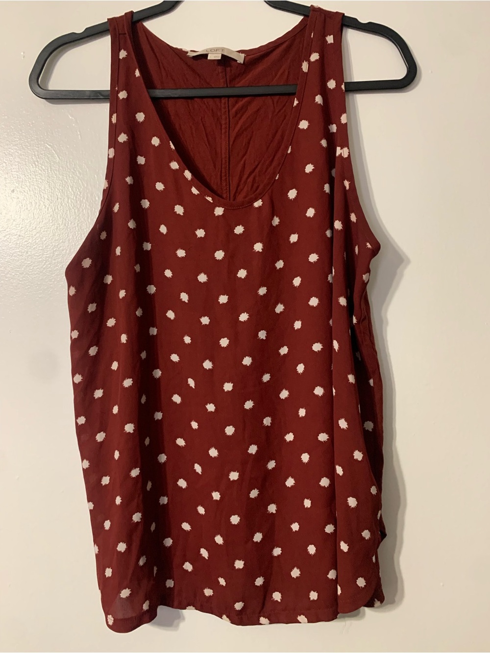 LOFT Burgundy Polka Dot Sleeveless Camisole